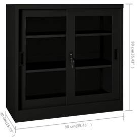 Dulap cu ușă glisantă, negru, 90x40x90 cm, oțel, 9 image