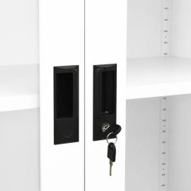 Dulap de birou, alb, 90x40x180 cm, oțel și sticlă securizată, 2 image