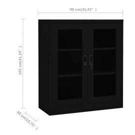 Dulap de birou, negru, 90x40x105 cm, oțel, 8 image