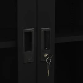 Dulap de birou, negru, 90x40x180 cm, oțel/sticlă securizată, 2 image