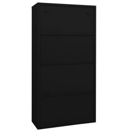 Dulap de birou, negru, 90x40x180 cm, oțel/sticlă securizată, 6 image
