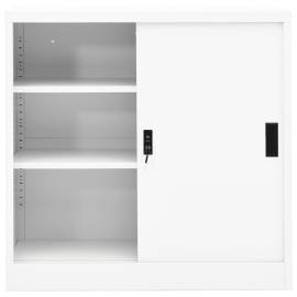 Dulap de birou cu ușă glisantă, alb, 90x40x90 cm, oțel, 4 image