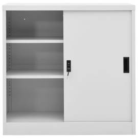 Dulap de birou cu ușă glisantă, gri deschis, 90x40x90 cm, oțel, 4 image