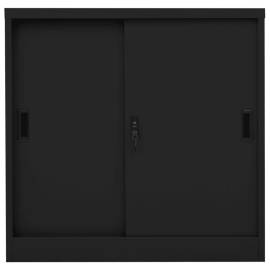 Dulap de birou cu ușă glisantă, negru, 90x40x90 cm, oțel, 3 image