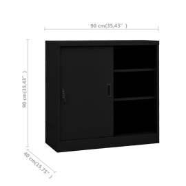 Dulap de birou cu ușă glisantă, negru, 90x40x90 cm, oțel, 8 image