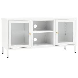 Dulap tv, alb, 105x35x52 cm, oțel și sticlă, 2 image