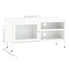 Dulap tv, alb, 90x30x44 cm, oțel și sticlă, 10 image