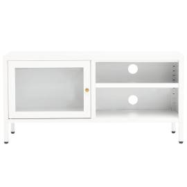 Dulap tv, alb, 90x30x44 cm, oțel și sticlă, 5 image