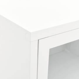 Dulap tv, alb, 90x30x44 cm, oțel și sticlă, 4 image