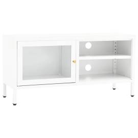 Dulap tv, alb, 90x30x44 cm, oțel și sticlă, 2 image