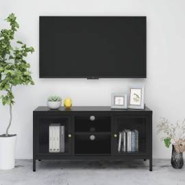 Dulap tv, negru, 105x35x52 cm, oțel și sticlă