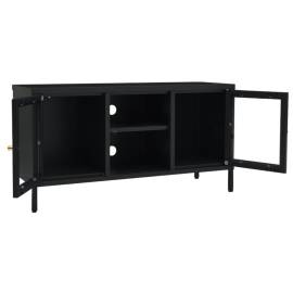 Dulap tv, negru, 105x35x52 cm, oțel și sticlă, 8 image