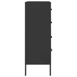 Comodă cu sertare, negru, 80x35x101,5 cm, oțel, 6 image