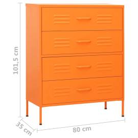 Comodă cu sertare, portocaliu, 80x35x101,5 cm, oțel, 10 image