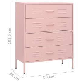 Comodă cu sertare, roz, 80x35x101,5 cm, oțel, 10 image