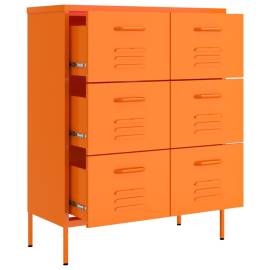 Dulap cu sertare, portocaliu, 80x35x101,5 cm, oțel, 7 image