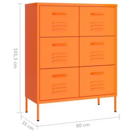Dulap cu sertare, portocaliu, 80x35x101,5 cm, oțel, 9 image
