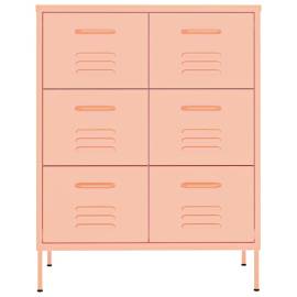 Dulap cu sertare, roz, 80x35x101,5 cm, oțel, 4 image