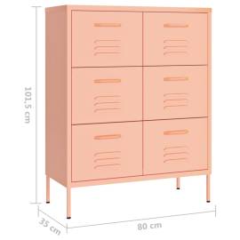 Dulap cu sertare, roz, 80x35x101,5 cm, oțel, 9 image