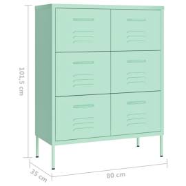 Dulap cu sertare, verde mentă, 80x35x101,5 cm, oțel, 9 image