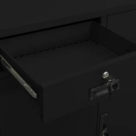 Dulap de birou, negru, 90x40x102 cm, oțel, 5 image