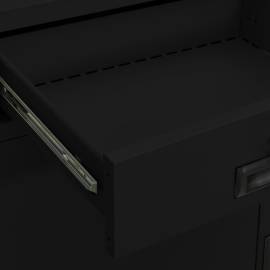 Dulap de birou, negru, 90x40x102 cm, oțel, 4 image