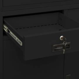 Dulap de birou, negru, 90x40x180 cm, oțel/sticlă securizată, 3 image