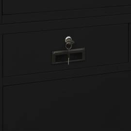 Dulap de birou, negru, 90x40x180 cm, oțel/sticlă securizată, 4 image