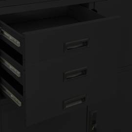 Dulap de birou, negru, 90x40x180 cm, oțel, 3 image