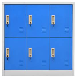 Dulap vestiar, gri deschis și albastru, 90x45x92,5 cm, oțel, 3 image