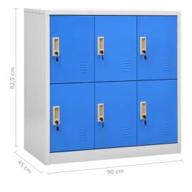 Dulap vestiar, gri deschis și albastru, 90x45x92,5 cm, oțel, 8 image