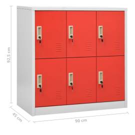 Dulap vestiar, gri deschis și roșu, 90x45x92,5 cm, oțel, 8 image