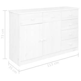 Servantă cu 6 sertare, alb, 113x35x73 cm, lemn masiv de pin, 7 image