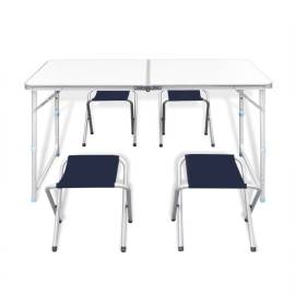 Set camping masă reglabilă și 4 scaune 120 x 60 cm, 2 image