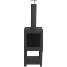Esschert design Șemineu de exterior cu spațiu depozitare lemne, negru, 2 image