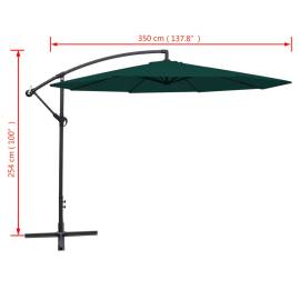 Umbrelă de soare suspendată 3,5 m, verde, 8 image