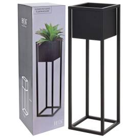 Home&styling ghiveci de flori cu suport, negru, 70 cm, metal, 2 image