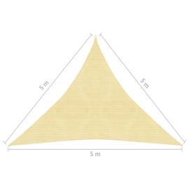 Pânză parasolar din hdpe triunghiulară, 5 x 5 x 5 m, bej, 6 image