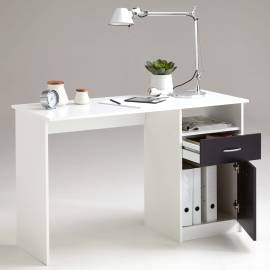 Fmd birou cu 1 sertar, alb și negru, 123 x 50 x 76,5 cm, 2 image