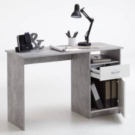 Fmd birou cu 1 sertar, gri beton și alb, 123 x 50 x 76,5 cm, 4 image