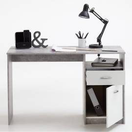 Fmd birou cu 1 sertar, gri beton și alb, 123 x 50 x 76,5 cm, 3 image
