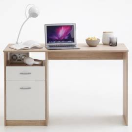 Fmd birou cu 1 sertar, stejar și alb, 123 x 50 x 76,5 cm, 5 image