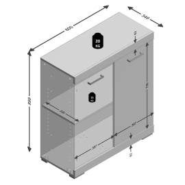 Fmd dulap cu 2 uși, alb și gri beton, 80 x 34,9 x 89,9 cm, 5 image