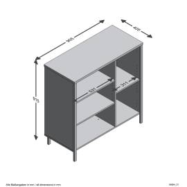 Fmd dulap cu 5 compartimente deschise, stejar artizanal și oțel, 4 image