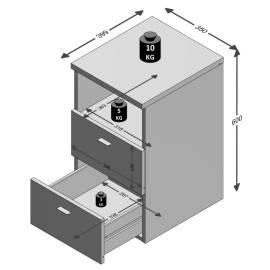 Fmd noptieră cu 2 sertare și raft deschis, alb, 3 image