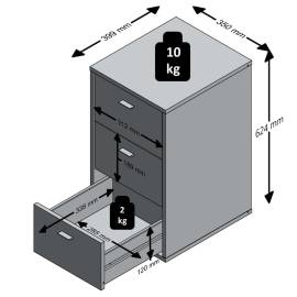 Fmd noptieră cu 3 sertare, negru, 3 image