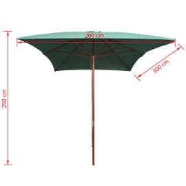 Umbrelă de soare cu stâlp de lemn 200x300 cm, verde, 6 image