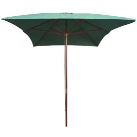 Umbrelă de soare cu stâlp de lemn 200x300 cm, verde, 3 image
