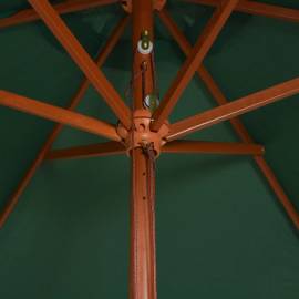 Umbrelă de soare cu stâlp de lemn 200x300 cm, verde, 2 image