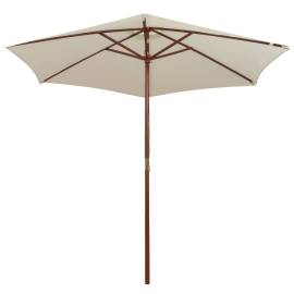 Umbrelă de soare cu stâlp de lemn 270 x 270 cm, alb crem, 3 image